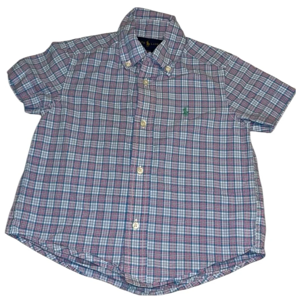Ralph Lauren Boys Toddler Plaid Button Down Short Sleeve 2T